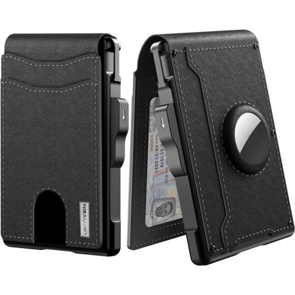 AirTag Wallet for Men - with Pop Up Aluminum Case Money Clip Slim - Picture 1 of 7